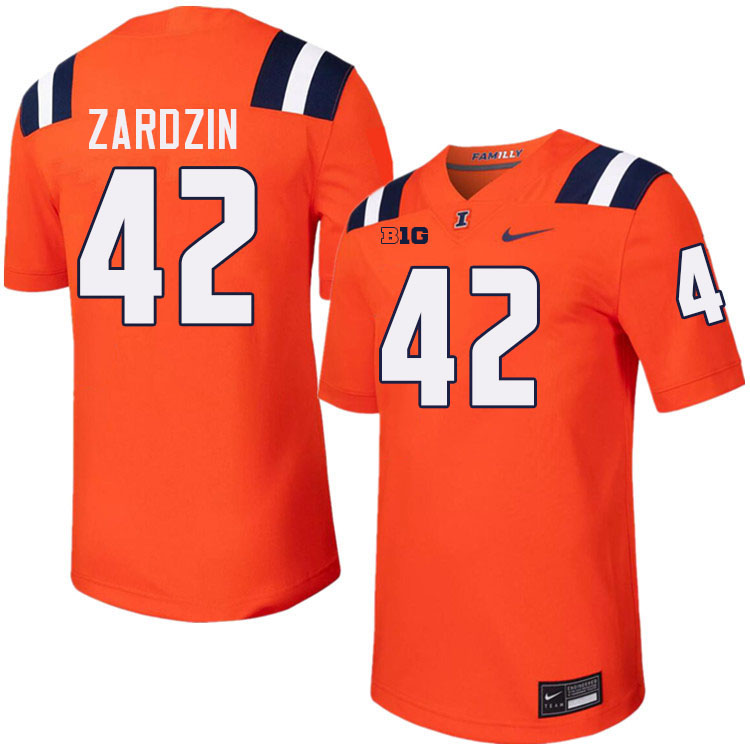 Men #42 Luke Zardzin Illinois Fighting Illini College Football Jerseys Stitched-Orange